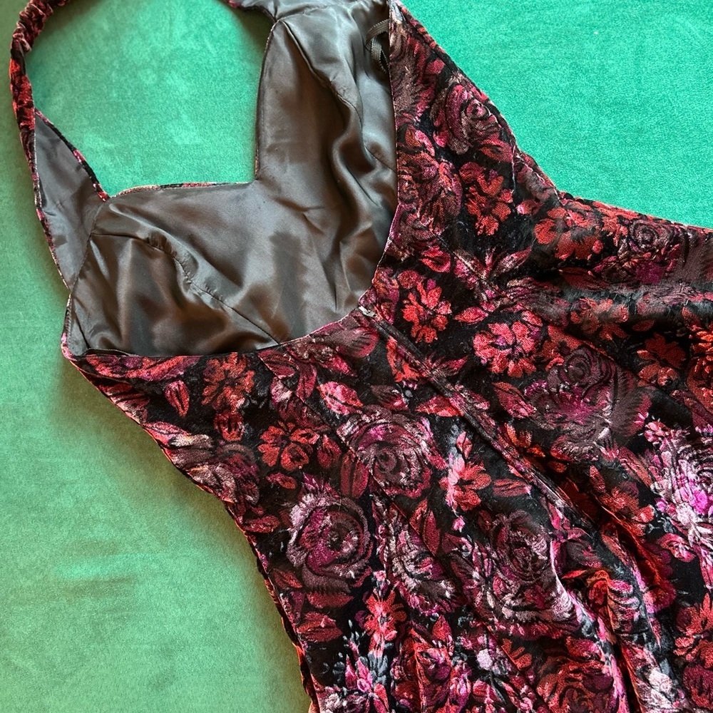 Rampage Floral Halter Mini Dress in Black and Pink Y2K size 7 - Picture 10 of 14